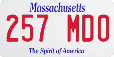 MA license plate 257MD0