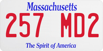 MA license plate 257MD2