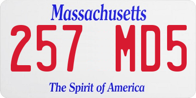 MA license plate 257MD5