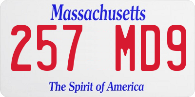 MA license plate 257MD9