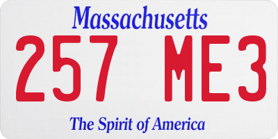 MA license plate 257ME3