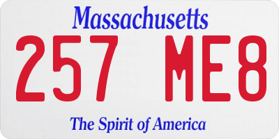 MA license plate 257ME8