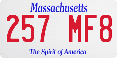 MA license plate 257MF8