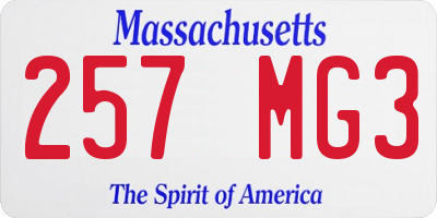 MA license plate 257MG3
