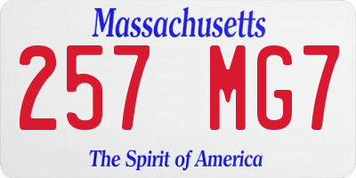 MA license plate 257MG7