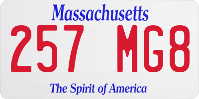 MA license plate 257MG8