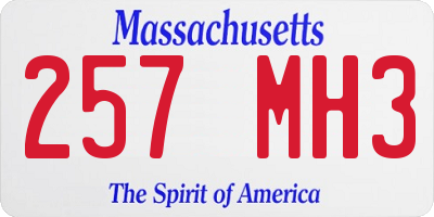 MA license plate 257MH3