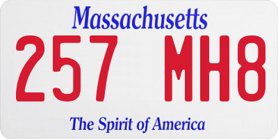 MA license plate 257MH8