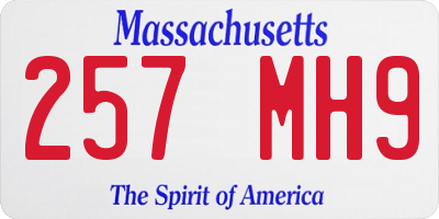 MA license plate 257MH9