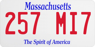 MA license plate 257MI7
