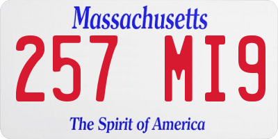 MA license plate 257MI9