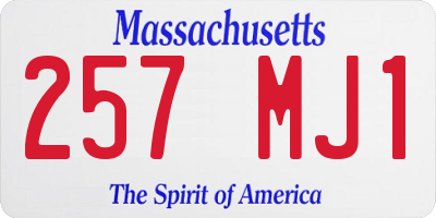 MA license plate 257MJ1