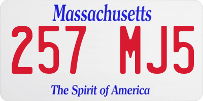 MA license plate 257MJ5