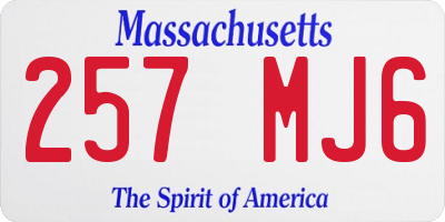 MA license plate 257MJ6