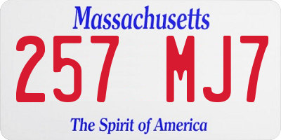 MA license plate 257MJ7
