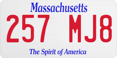 MA license plate 257MJ8