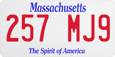 MA license plate 257MJ9