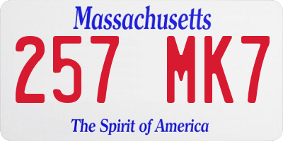 MA license plate 257MK7