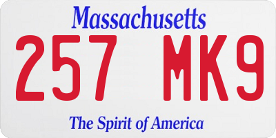 MA license plate 257MK9