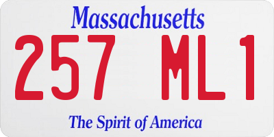 MA license plate 257ML1