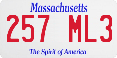 MA license plate 257ML3