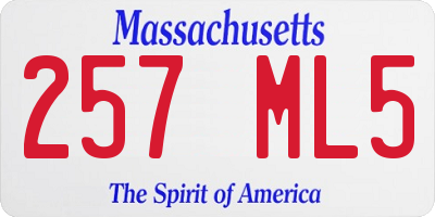 MA license plate 257ML5