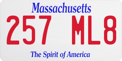 MA license plate 257ML8
