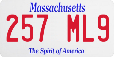 MA license plate 257ML9