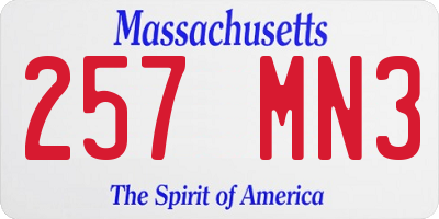 MA license plate 257MN3