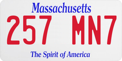 MA license plate 257MN7