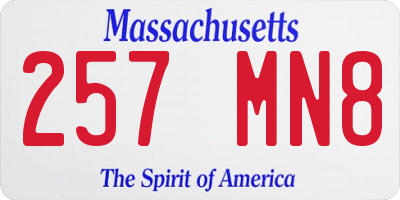 MA license plate 257MN8