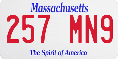 MA license plate 257MN9