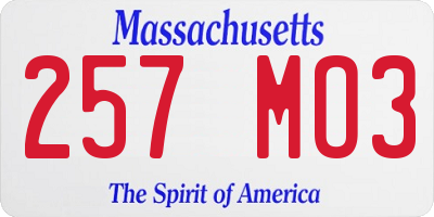 MA license plate 257MO3