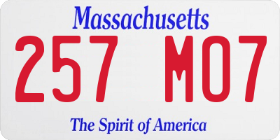 MA license plate 257MO7