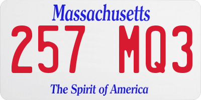 MA license plate 257MQ3