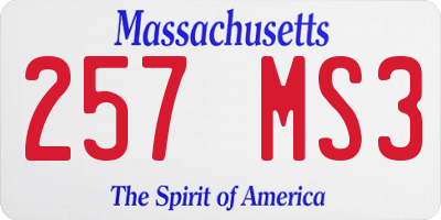 MA license plate 257MS3