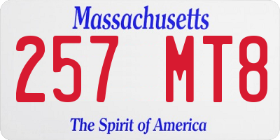 MA license plate 257MT8