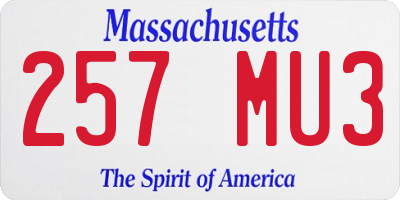 MA license plate 257MU3