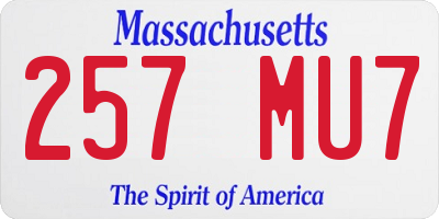 MA license plate 257MU7