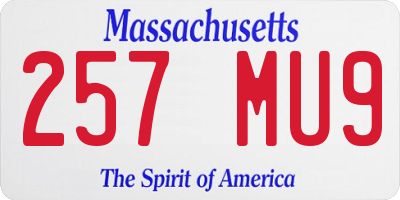 MA license plate 257MU9