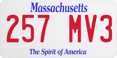 MA license plate 257MV3