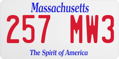 MA license plate 257MW3