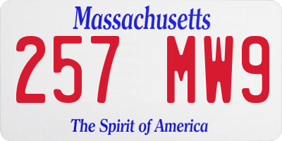 MA license plate 257MW9