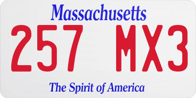 MA license plate 257MX3