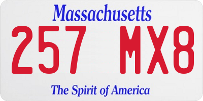 MA license plate 257MX8