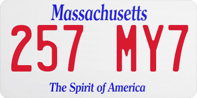 MA license plate 257MY7