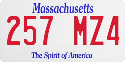 MA license plate 257MZ4