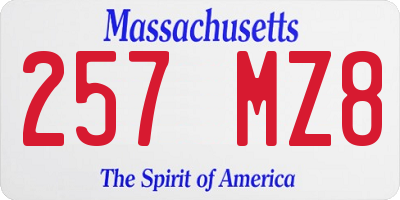 MA license plate 257MZ8