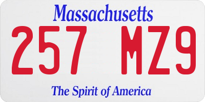 MA license plate 257MZ9