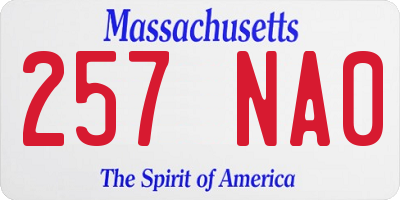 MA license plate 257NA0